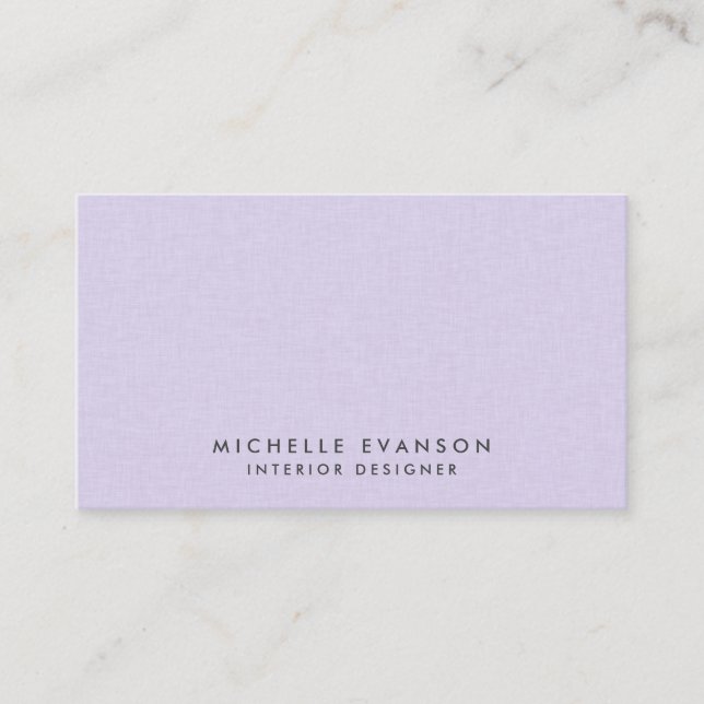 Enkel Lavender Lila Linen-Professionell Visitkort (Framsida)