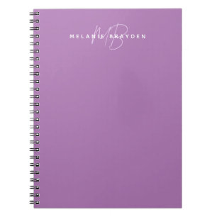 Enkel Lavender Minimalist 2 Monogram Namn Anteckningsbok