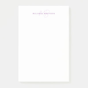 Enkel Lavender Minimalist 2 Monogram Namn Post-it Block