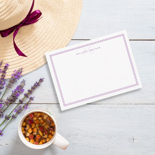Enkel Lavender-minimalistisk Monogram två Gräns Anteckningskort