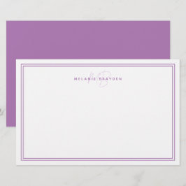 Enkel Lavender-minimalistisk Monogram två Gräns Brevpapper