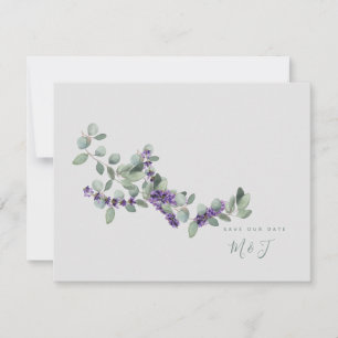 Enkel Lavender Stem Grått Bröllop spara datum