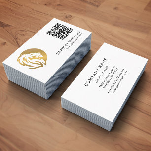 Enkel Lejon Logotyp i Guld med QR-kod Visitkort