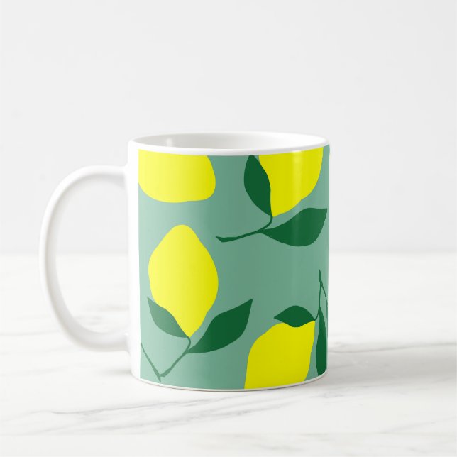 Enkel Lemon, Gröntens bakgrundsutskrift. Kaffemugg (Vänster)
