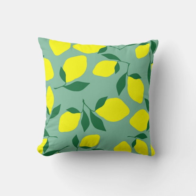Enkel Lemon, Gröntens bakgrundsutskrift. Kudde (Framsida)