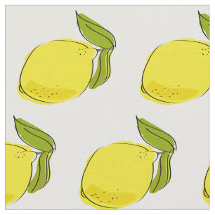 Enkel Lemon Mönster White Tyg