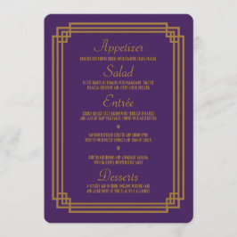 Enkel Lila Art Deco Bröllop Menu Meny