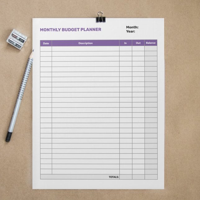 Enkel Lila av budgetplan per månad Anteckningsblock (Simple Monthly Budget Planner Purple Notepad)