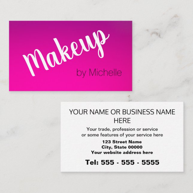 Enkel Lila av Magenta Shades Makeup Artist Visitkort (Fram/baksida)