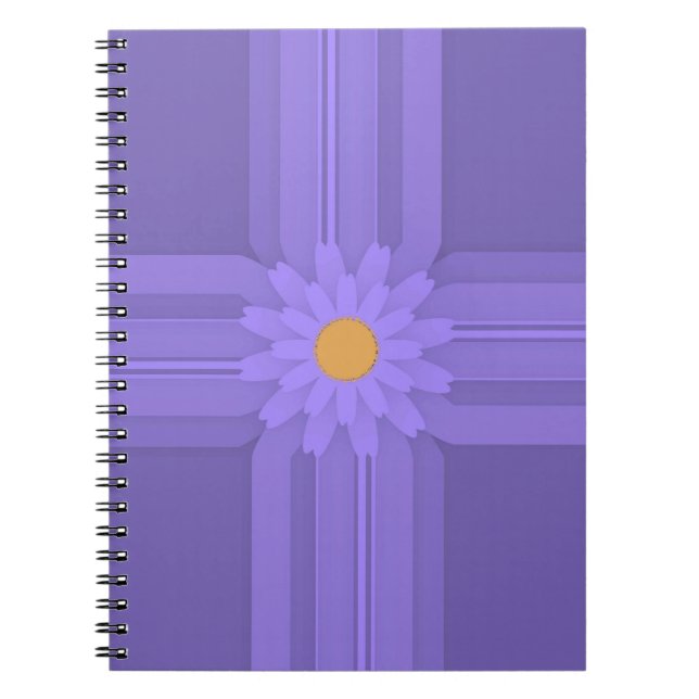Enkel lila blomma på modernt kors anteckningsbok (Framsidan)