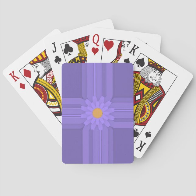 Enkel lila blomma på modernt kors casinokort (Baksidan)