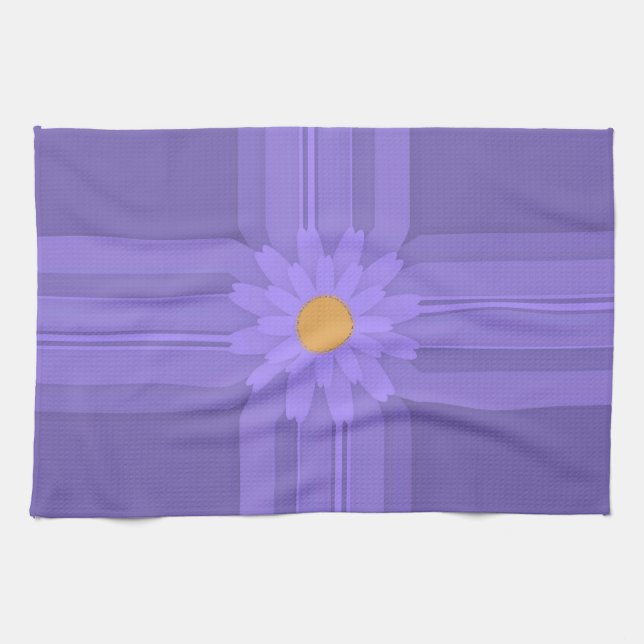 Enkel lila blomma på modernt kors kökshandduk (Horisontell)