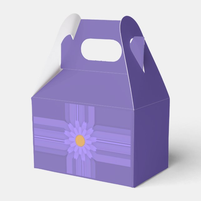 Enkel lila blomma på modernt kors presentaskar (Framsidan Sidan)