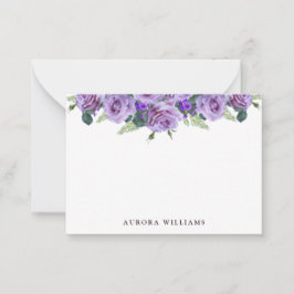 Enkel Lila-Blommigt för Elegant - privat papper Anteckningskort