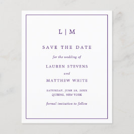 Enkel lila budgetbröllop Save the Date