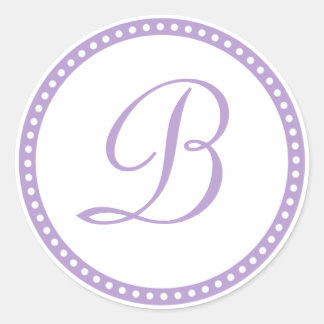 Enkel Lila Dot Monogram Initial Sticker Runt Klistermärke