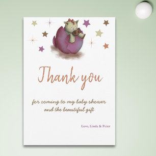 Enkel Lila Dragon Hatching Baby Shower Tack Kort