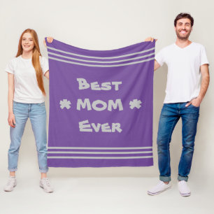 Enkel Lila Grått "Bästa Mamma någonsin" Fleecefilt