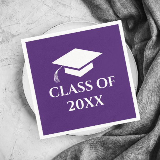 Enkel lila klass för avgångsår pappersservett (Simple Purple Graduating Class Graduation Party Napkins.)