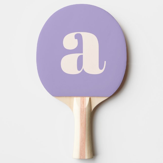 Enkel lila lavendel fet retro monogram initial pingisracket (Framsidan)