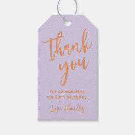 Enkel lila lila födelsedagsfest tack presentetikett