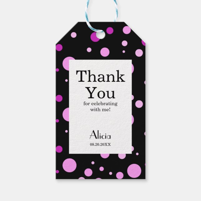 Enkel Lila Lilac Polka Dot Black Tack Presentetikett (Framsidan)