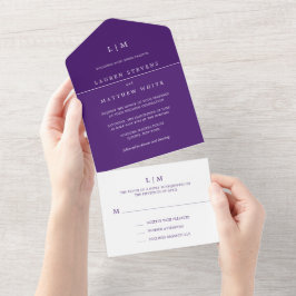 Enkel Lila Monogram Elegant Bröllop