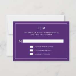 Enkel Lila Monogram Elegant bröllop OSA Kort