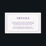 Enkel Lila Monogram Elegant bröllop Tilläggskort<br><div class="desc">Ett enkelt litet elegant i bröllop-höljet med en modern utformning med detaljerna omgivna av ett tunt gräns och ditt monogram på baksidan. All inslag i designläge är i lila och kan ändras i verktyg för designredigering. En chic och snyggt som är underbar för ett minimalistiskt par. Använda dessa djurutrymmeskort för...</div>