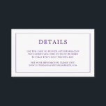 Enkel Lila Monogram Elegant bröllop Tilläggskort<br><div class="desc">Ett enkelt litet elegant i bröllop-höljet med en modern utformning med detaljerna omgivna av ett tunt gräns och ditt monogram på baksidan. All inslag i designläge är i lila och kan ändras i verktyg för designredigering. En chic och snyggt som är underbar för ett minimalistiskt par. Använda dessa djurutrymmeskort för...</div>