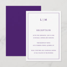 Enkel lila monogram elegant bröllop tilläggskort