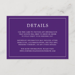 Enkel lila monogram elegant bröllopsinbjudan tilläggskort