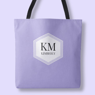 Enkel lila monogram modern personlig namnplakett tygkasse