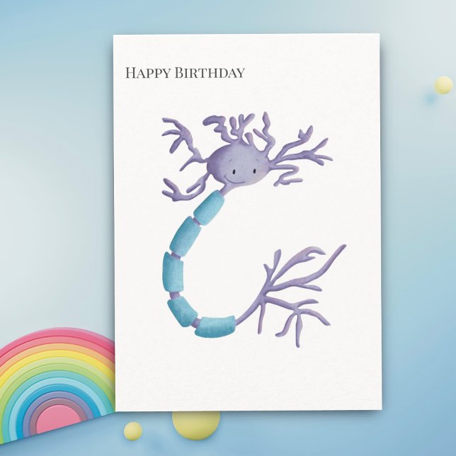 Enkel Lila Neuron Myelin Sheath Grattis på födelse Kort (Skapare uppladdad)
