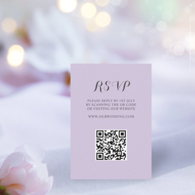 Enkel Lila QR-kod RSVP Bröllop OSA Kort (Skapare uppladdad)