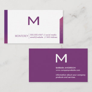 Enkel Lila Struktur Monogram Visitkort