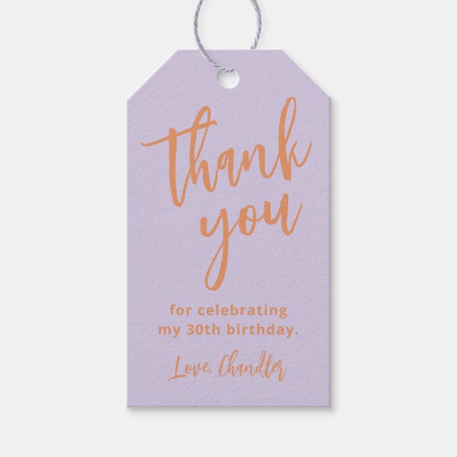 Enkel lila violett födelsedagsfest tack presentetikett (Framsidan)