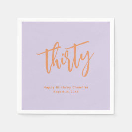 Enkel Lilac och Retro Orange 30års födelsedag Part Pappersservett