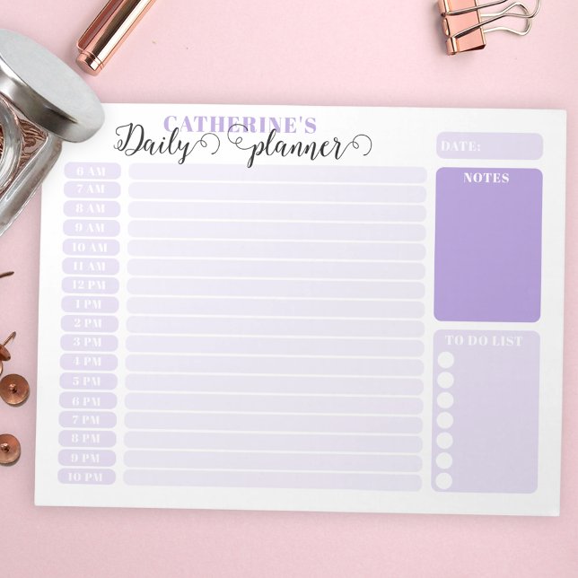 Enkel Lilac-planering för varje timme från 6.00 ti Anteckningsblock (Skapare uppladdad)