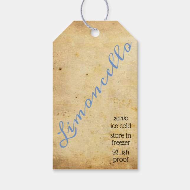 Enkel Limoncello Flaska Häng Märkre Kraft Papper | Presentetikett (Framsidan)