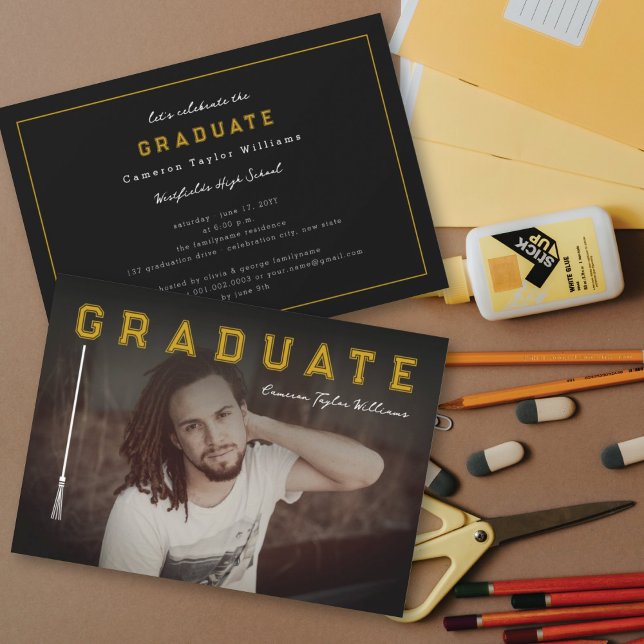 Enkel Linje Tofs Examen Foto Examenfest Inbjudningar (Simple Line  Tassel Graduate Modern Photo Graduation Party Invitation @ zazzle.com/color_therapy)