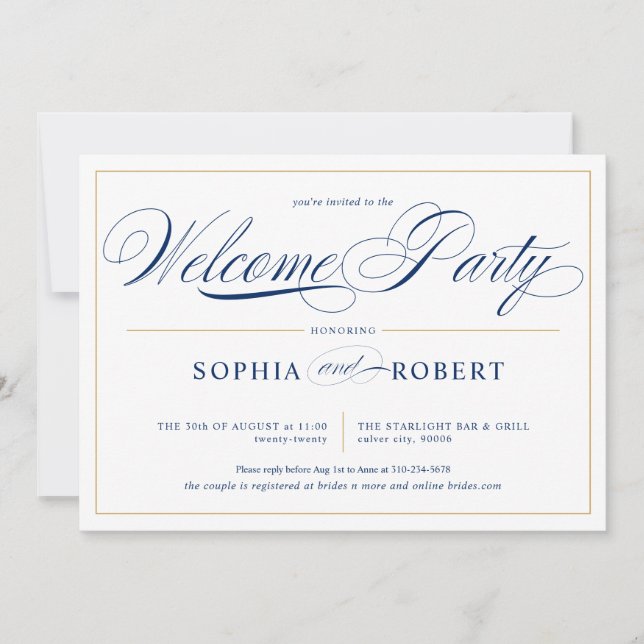 Enkel Linjer Calligraphy Elegant Välkommen Party Inbjudningar (Framsida)