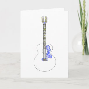 Enkel Linjeritning Akustisk Gitarr Cool Konst Musi Kort