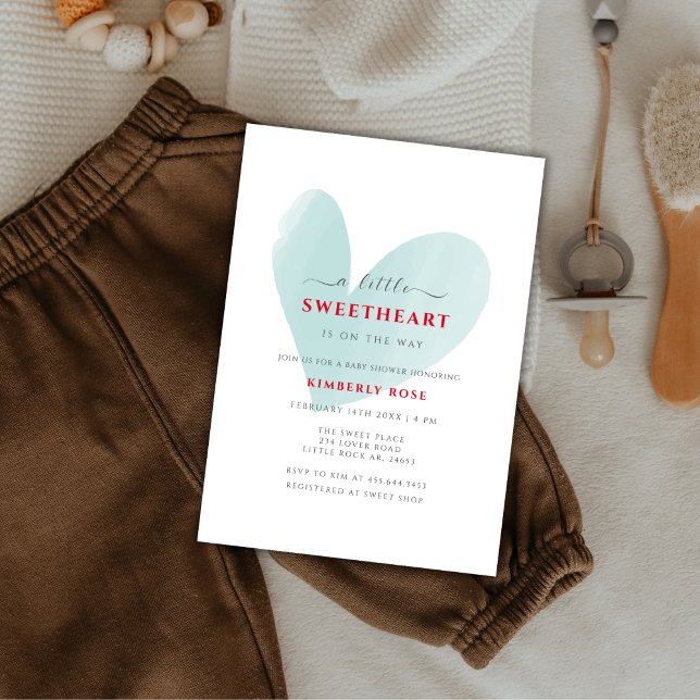 Enkel liten, älskling, stövel inbjudningar (Simple Little Sweetheart Baby Shower Invitation)