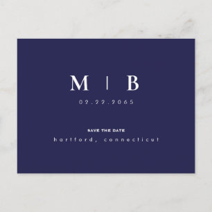 Enkel liten flotta, Monogram Bröllop spara datum Vykort
