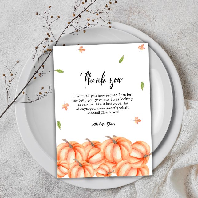 Enkel liten knumpkin Halloween Fall Baby Shower Tack Kort (Simple Little Pumpkin Halloween Fall Baby Shower Thank You Card)