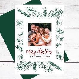 Enkel liten, liten, Rustic Gräs-familjens fotomul Julkort