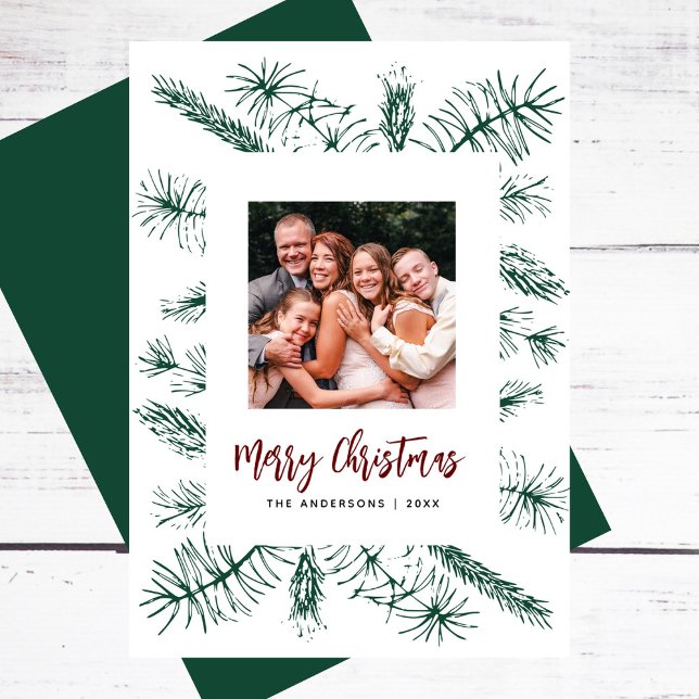 Enkel liten, liten, Rustic Gräs-familjens fotomul Julkort (Skapare uppladdad)
