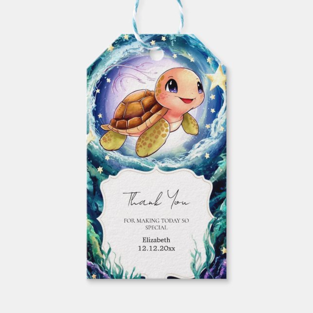 Enkel liten sköldpaddsskugga presentetikett (Framsidan)