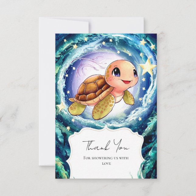 Enkel liten sköldpaddsskugga tack kort (Framsida)